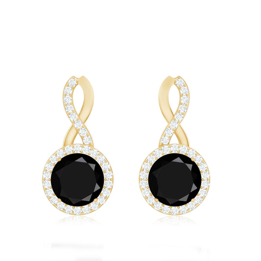 1.6 Carat Lab Grown Black and White Diamond Infinity Stud Earrings