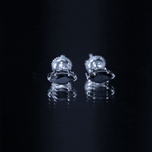 1.4 CT Marquise Black Spinel Solitaire Stud Earrings