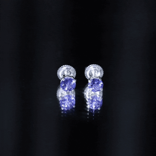 1 Carat Round Cut Tanzanite Stud Earrings for Women