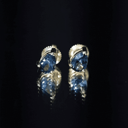 1.5 Carat Pear Shape London Blue Topaz Teardrop Stud Earrings