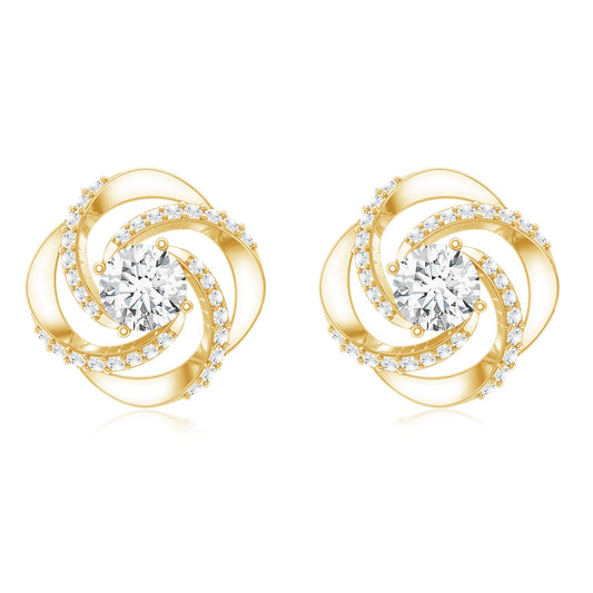 1 CT Round Shape Moissanite Swirl Stud Earrings