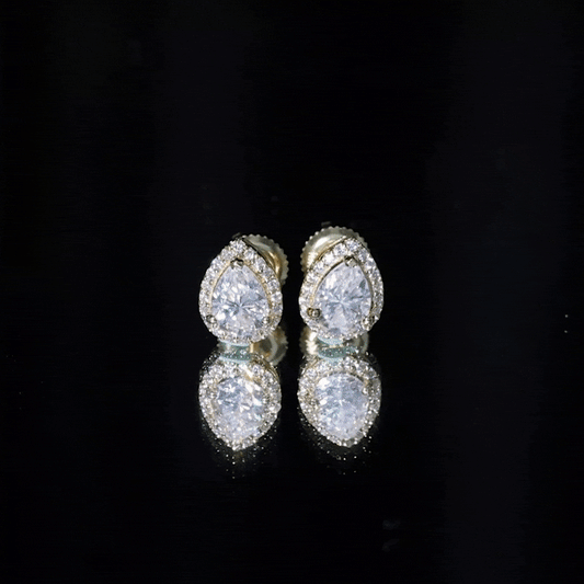 1.5 Carat Classic Moissanite Teardrop Stud Earrings with Halo