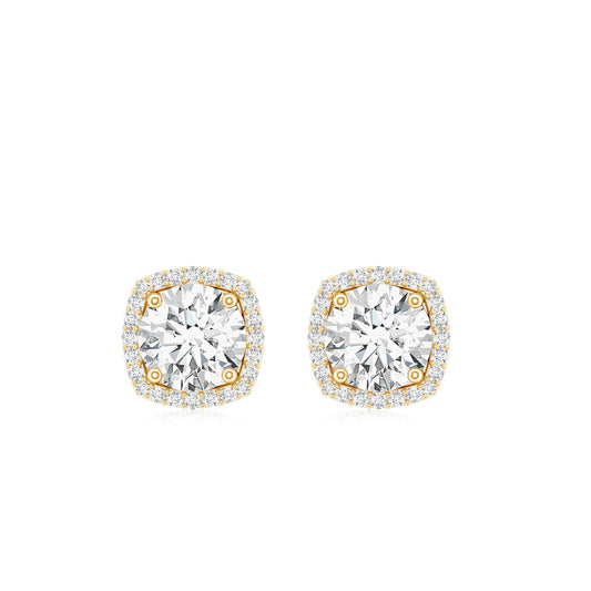 1.9 Carat Round Shape Moissanite Stud Earrings with Halo