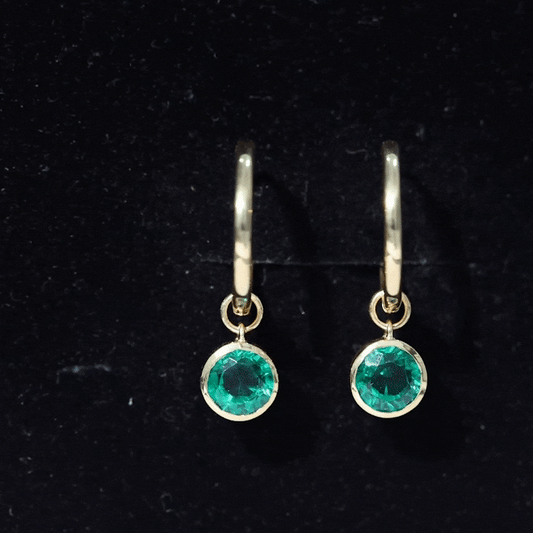 1.6 Carat Bezel Set Lab Grown Emerald Hinged Hoop Earrings