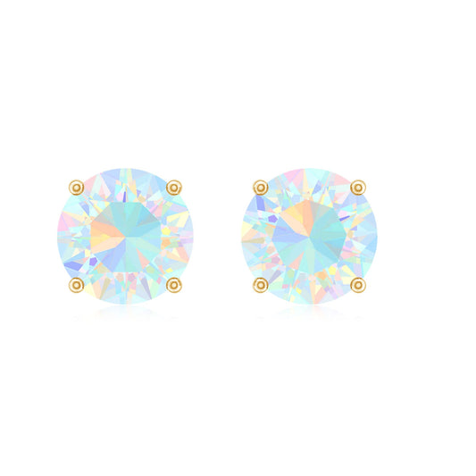 0.5 Carat Ethiopian Opal Solitaire Stud Earrings in 4 Prong Setting