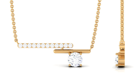 0.5 Carat Certified Moissanite Contemporary Bar Necklace