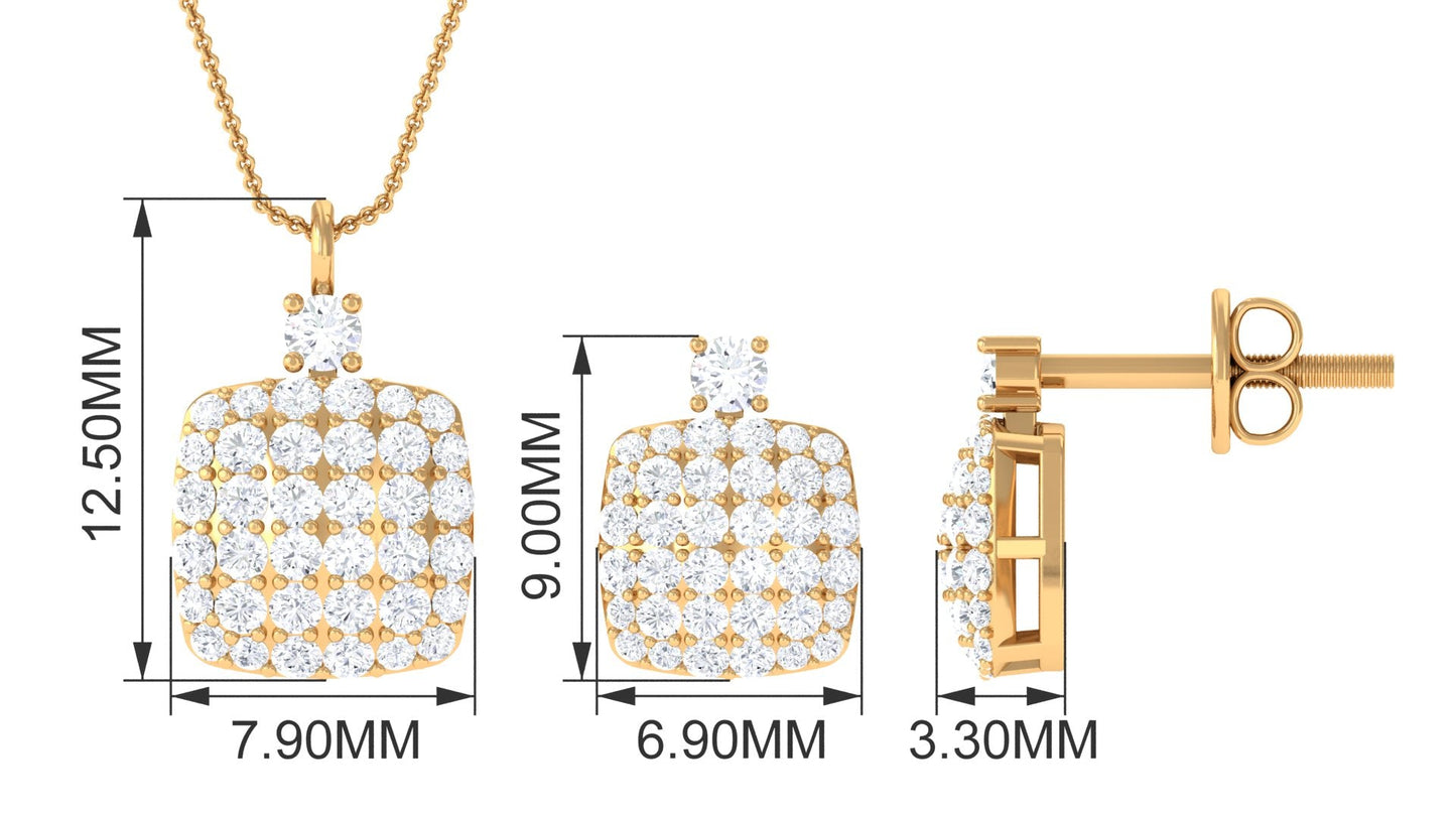 Round Moissanite Matching Necklace and Earrings Set