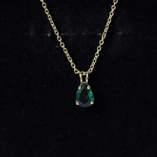 0.7 Carat Lab Created Emerald Teardrop Necklace