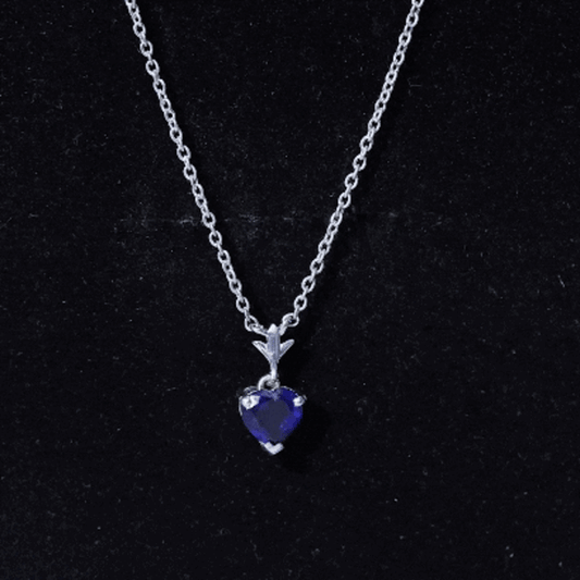 0.9 Carat Lab Grown Blue Sapphire Heart Necklace for Women