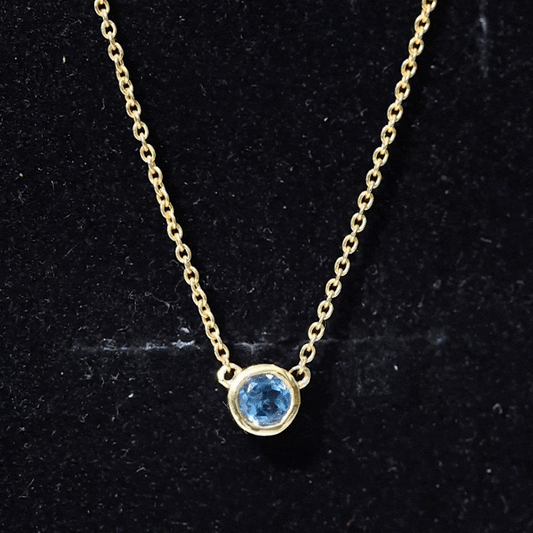 0.6 Carat Round London Blue Topaz Solitaire Necklace in Bezel Setting