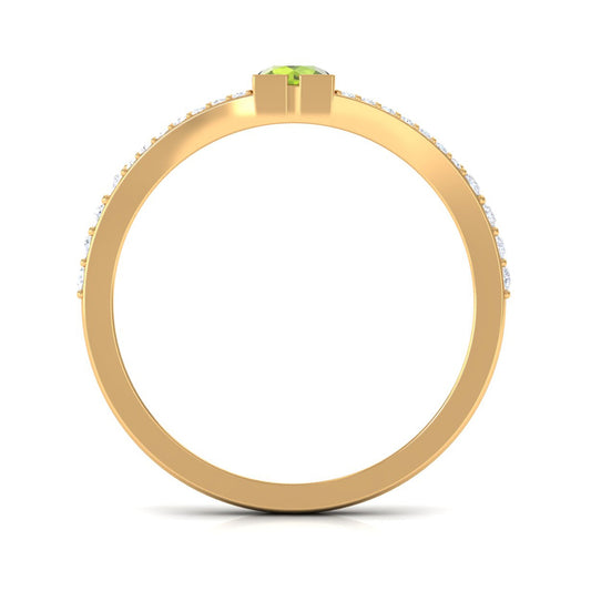 0.50 CT Split Shank Peridot Promise Ring with Diamond Accent