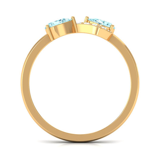 0.7 Carat Pear Aquamarine Infinity Promise Ring with Diamond
