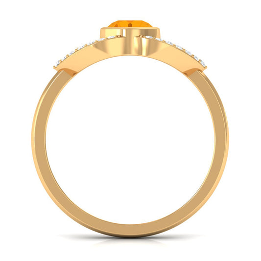 0.4 Carat Fire Opal and Diamond Split Shank Engagement Ring
