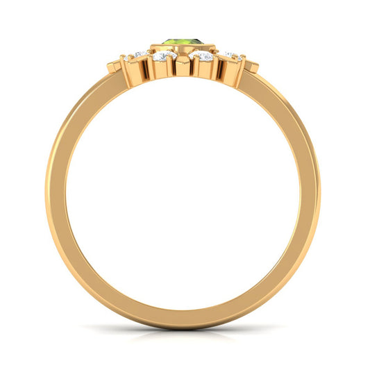 0.5 Carat Natural Peridot Statement Ring with Diamond Stones