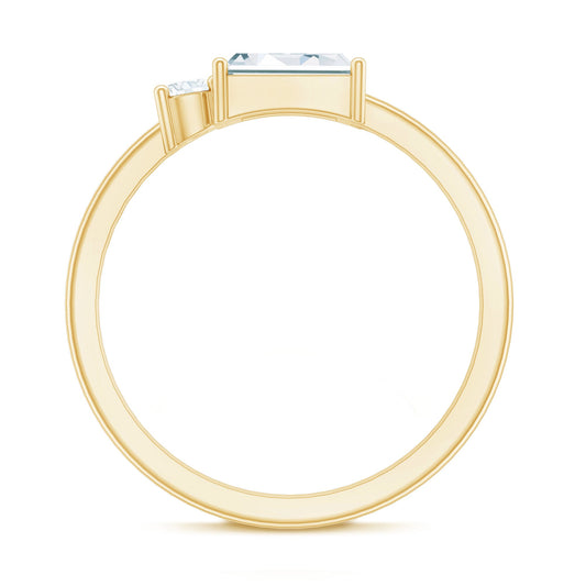 Baguette and Round Moissanite Two Stone Promise Ring