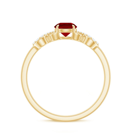 Certified 0.6 Carat Lab Grown Ruby Promise Ring with Diamond Infinity Knot