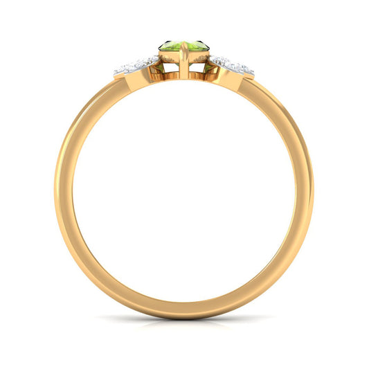 0.7 Carat Marquise Cut Peridot Promise Ring with Diamond Stones