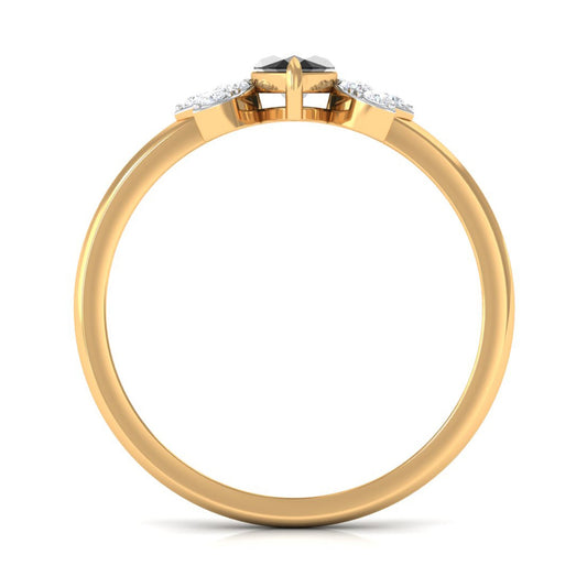 0.7 Carat Claw Set Marquise Black Spinel and Diamond Promise Ring