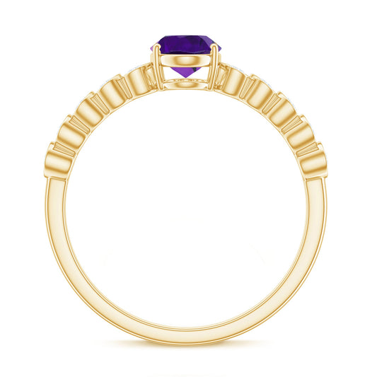 1 Carat Real Amethyst Oval Engagement Ring with Diamond