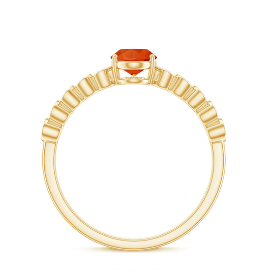0.6 Carat Oval Fire Opal Solitaire Engagement Ring with Diamond