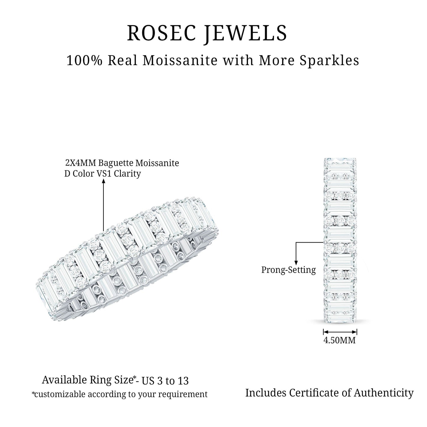 Certified Moissanite Wedding Anniversary Band for Women