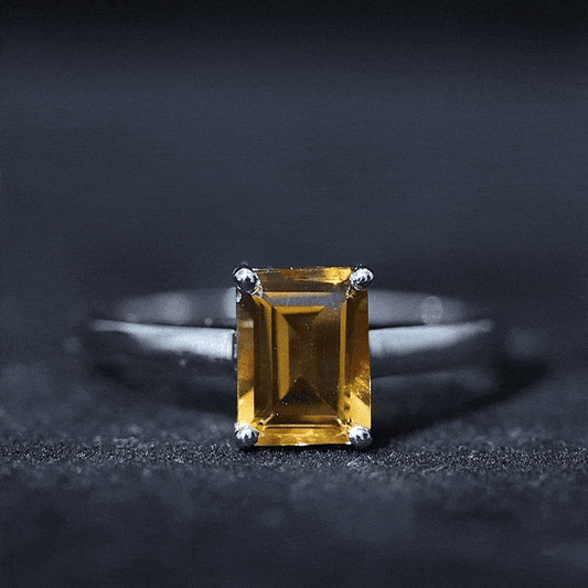 1.8 Carat Natural Citrine Solitaire Emerald Cut Engagement Ring