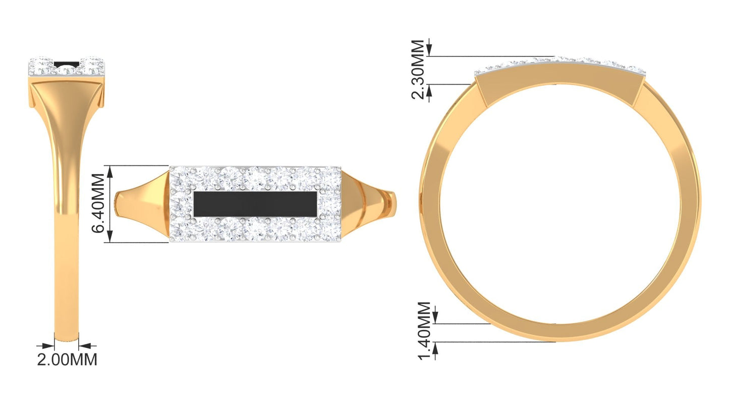 Natural Mens Diamond Band Ring with Black Enamel