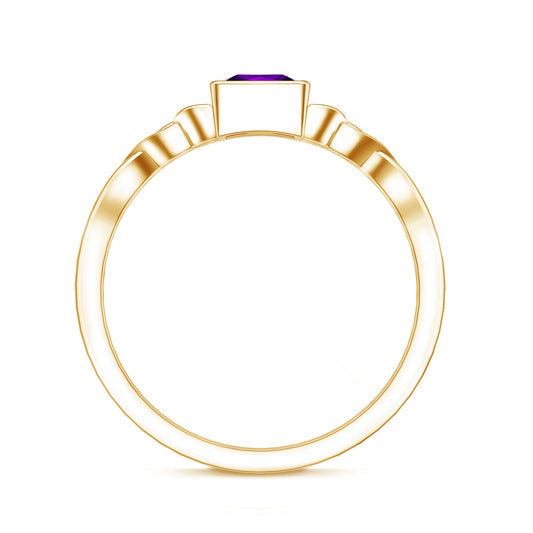 1.2 Carat Princess Cut Amethyst Promise Ring with Celtic Knot