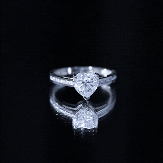 Moissanite 2 Carat Heart Engagement Ring with Side Stones