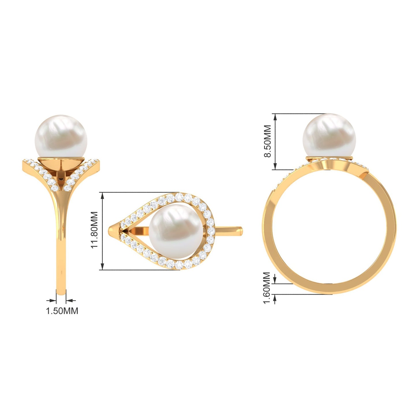 7.48 Carat Freshwater Pearl Engagement Ring with Diamond