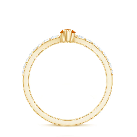 0.3 Carat Marquise Fire Opal Engagement Ring with Diamond