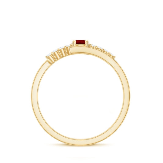 Lab Created Ruby and Diamond Promise Ring in Bypass Shank
