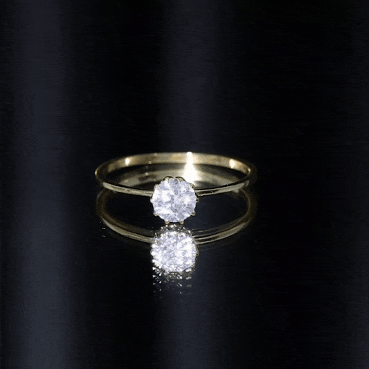 0.9 Carat Moissanite Solitaire Ring in Lotus Basket Setting