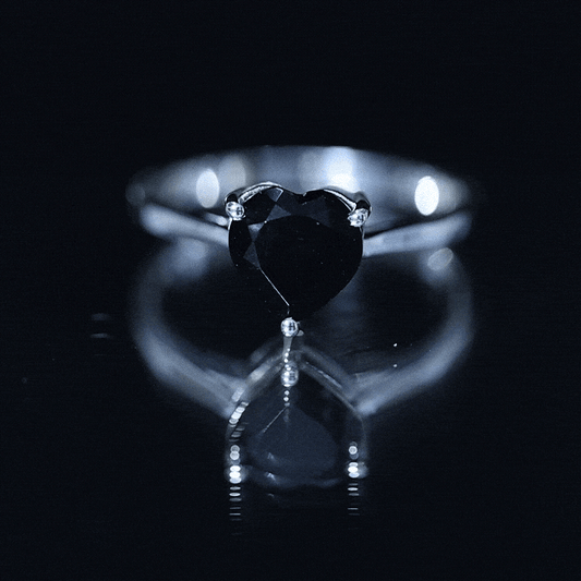 Solitaire Black Onyx Heart Promise Ring for Women
