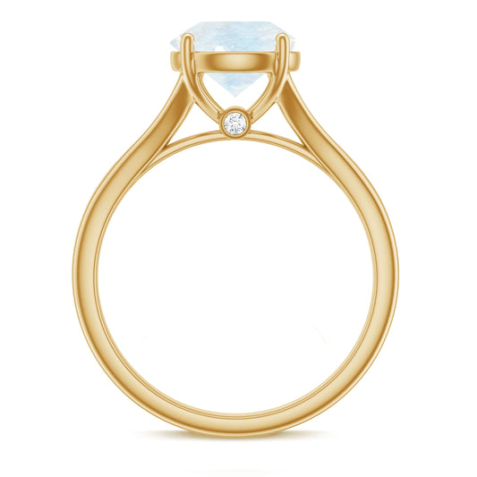 0.8 Carat Natural Moonstone Solitaire Ring with Surprise Diamond