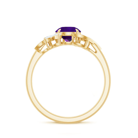 1.2 Carat Nature Inspired Amethyst Engagement Ring with Diamond