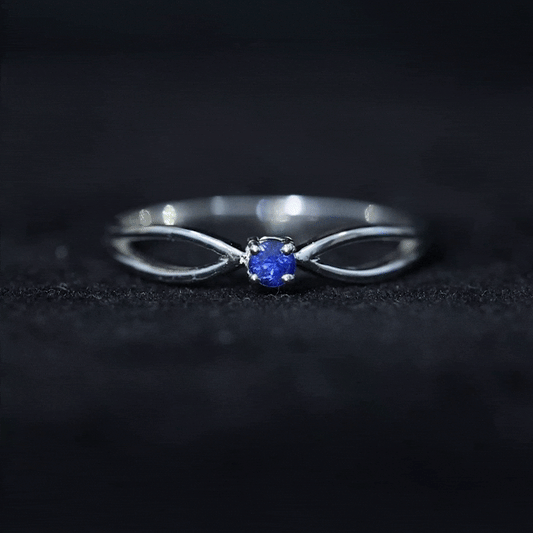 Natural Blue Sapphire Cute Promise Ring with Split Shank
