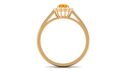 0.45 Carat Fire Opal and Diamond Halo Engagement Ring