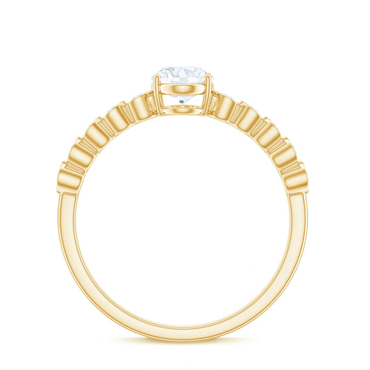 Certified Moissanite Oval Cut Engagement Ring with Side Stones