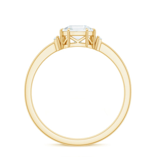 Asscher Cut Moissanite Engagement Ring with Certificate