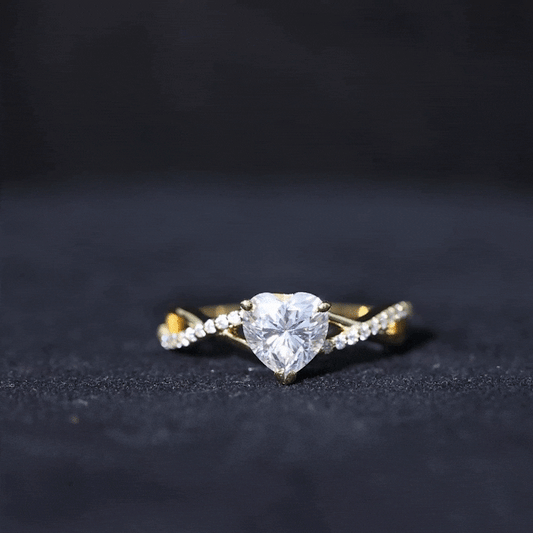 1.50 CT Heart Shape Moissanite Crossover Engagement Ring