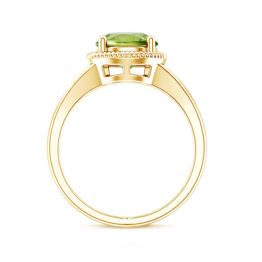 Natural 2 Carat Peridot Solitaire Engagement Ring with Split Shank