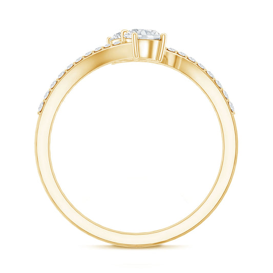 Certified Moissanite 2 Stone Promise Ring in Bypass Shank