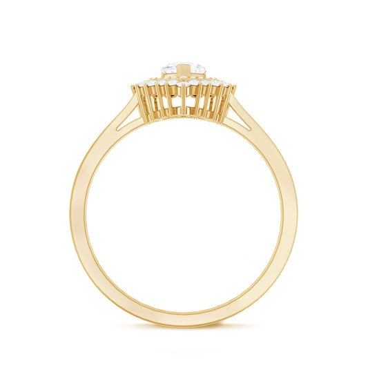 Heart Shape Moissanite Engagement Ring with Double Halo