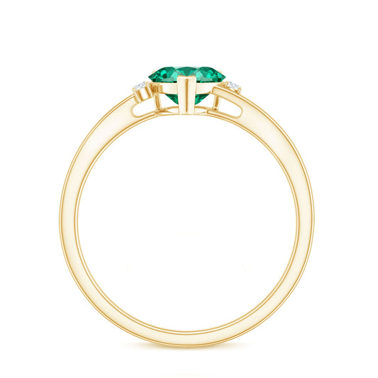 Certified Lab Grown Emerald Heart Shaped Promise Engagement Ring with Diamond