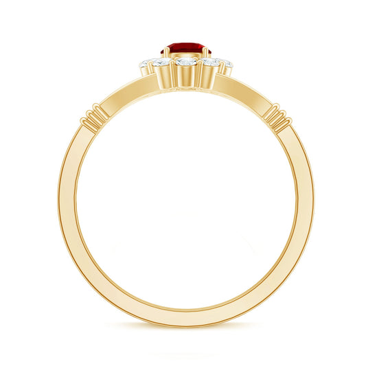 Lab Grown Ruby and Diamond Split Shank Engagement Ring