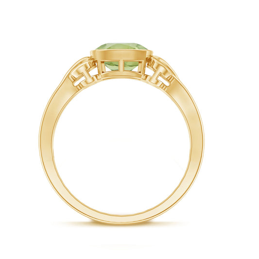Vintage Style 2 Carat Peridot Cushion Cut Engagement Ring