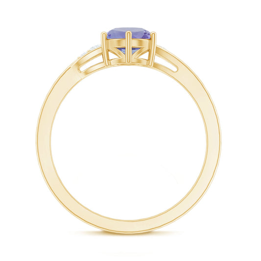 Natural Tanzanite Promise Ring with Diamond Bypass Shank