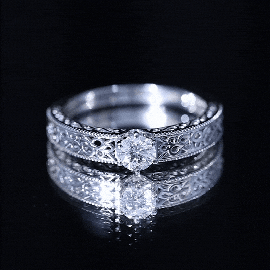 Vintage Inspired Solitaire Lab Grown Diamond Filigree Ring