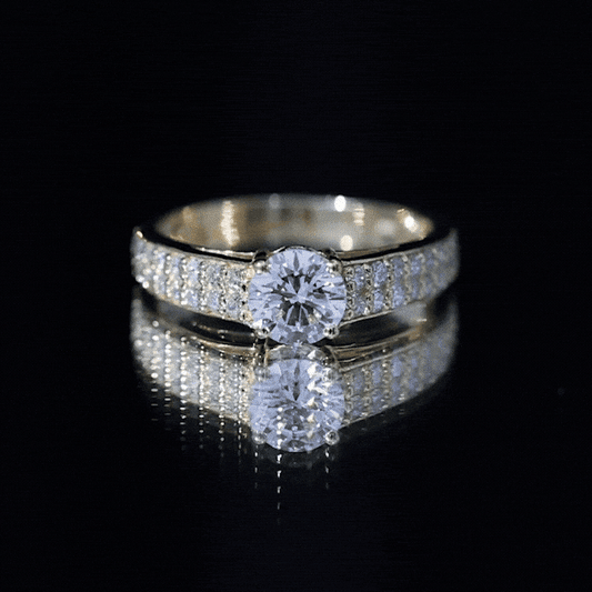 Round Moissanite Engagement Ring with Side Stones